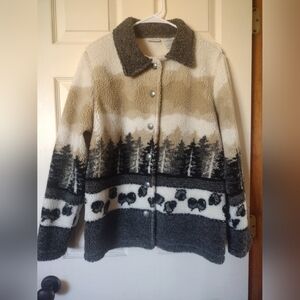 White Stag Cozy Jacket with Forest Design